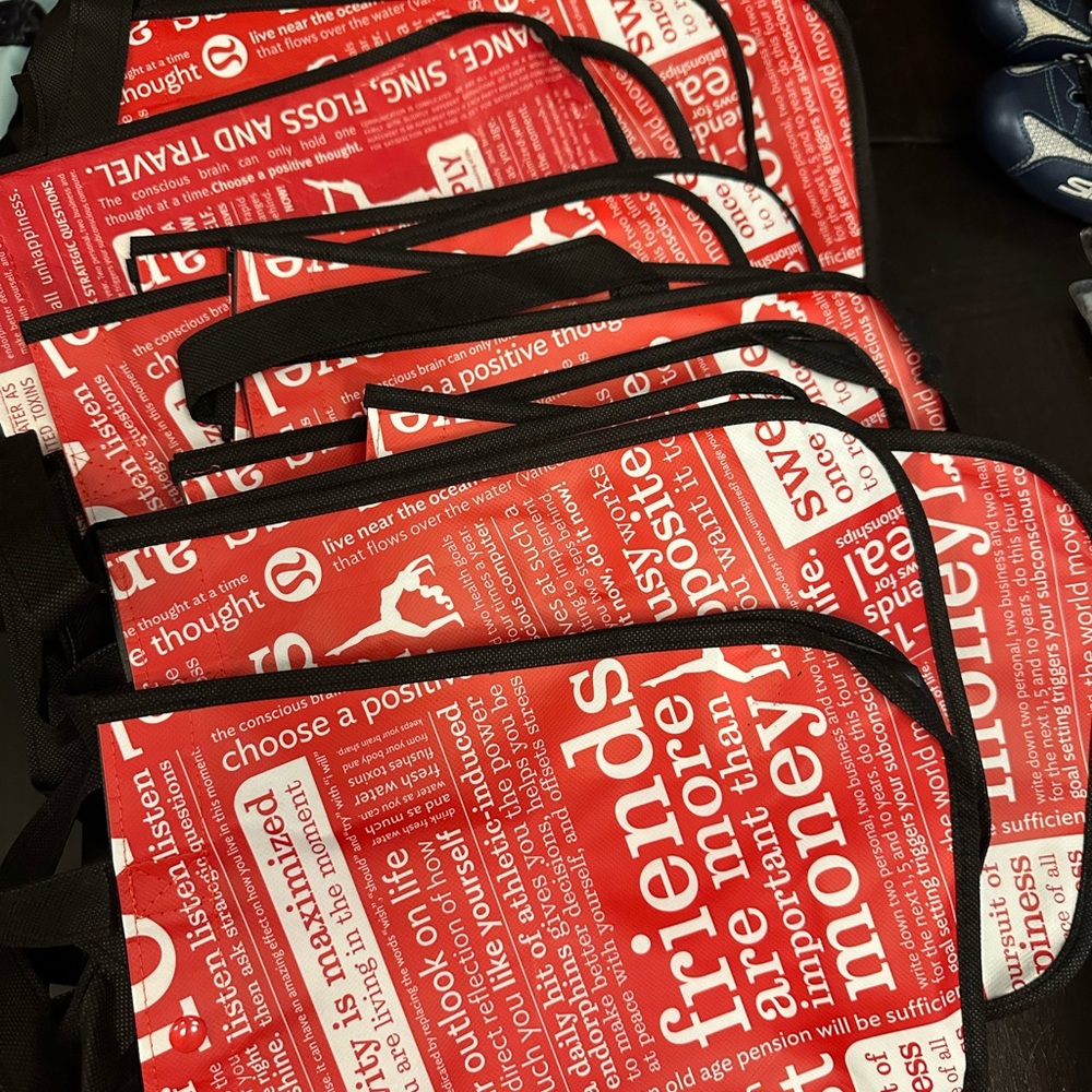Lululemon Red and White Graphic Tote Bags- 20